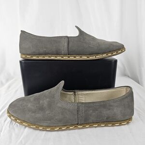 Sabah Shoes Gray Suede Comfort Leather Loafers Made In Turkey Size 39 Womens 8.5